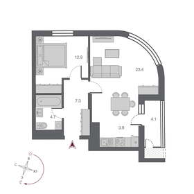 46,4 м², 2-комнатная квартира 8 200 000 ₽ - изображение 58