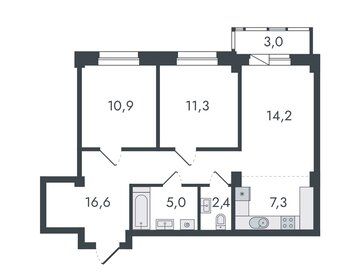 Квартира 70,7 м², 3-комнатная - изображение 1