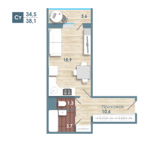 34,5 м², квартира-студия 4 100 000 ₽ - изображение 63