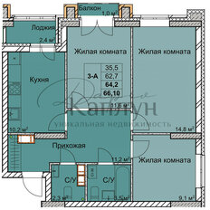 Квартира 64,2 м², 3-комнатная - изображение 2