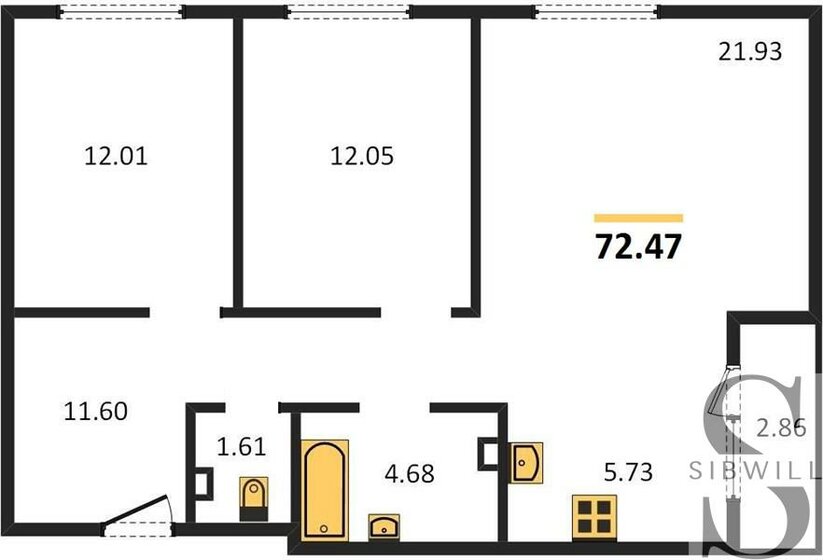 72,5 м², 2-комнатная квартира 10 900 000 ₽ - изображение 27