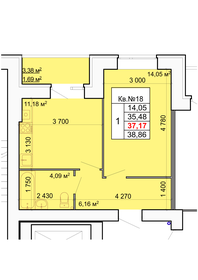 37,6 м², 1-комнатная квартира 3 981 360 ₽ - изображение 11
