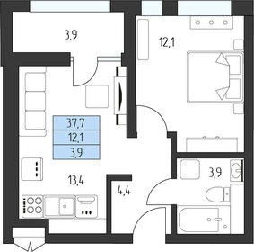 Квартира 36,7 м², 1-комнатная - изображение 1