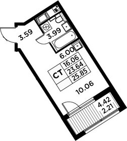 Квартира 25,8 м², студия - изображение 1