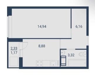 Квартира 34,5 м², 1-комнатная - изображение 2