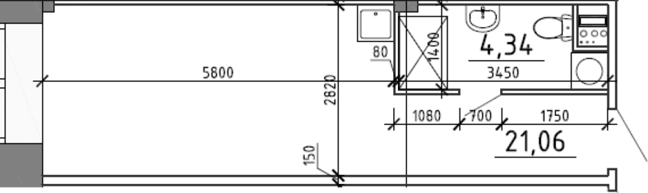 Квартира 25 м², студия - изображение 1