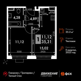 Квартира 35,3 м², 1-комнатные - изображение 1