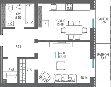 56,1 м², 2-комнатные апартаменты 10 800 000 ₽ - изображение 109