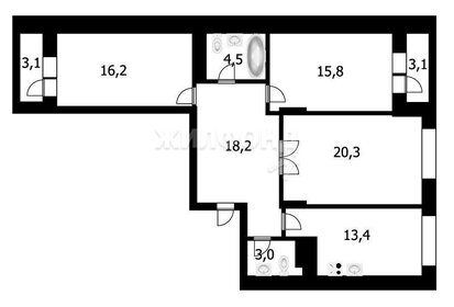 Квартира 91,4 м², 3-комнатная - изображение 1