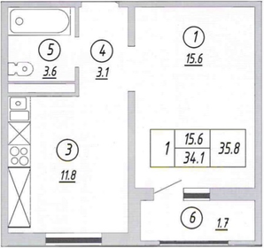 38 м², 1-комнатная квартира 3 650 000 ₽ - изображение 60