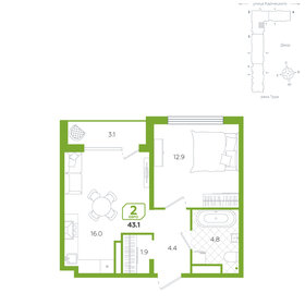 Квартира 43,1 м², 2-комнатная - изображение 1