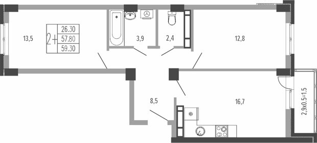 75 м², 3-комнатная квартира 8 500 000 ₽ - изображение 77