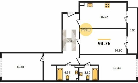 Квартира 94,8 м², 3-комнатная - изображение 1