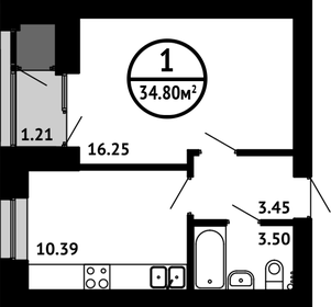 Квартира 34,8 м², 1-комнатная - изображение 1