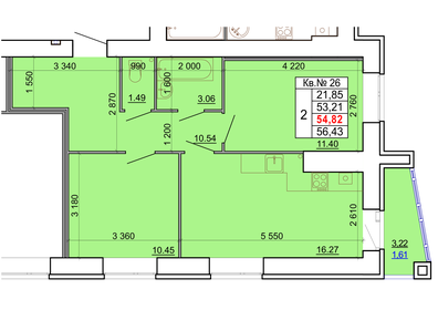 56,8 м², 2-комнатная квартира 7 155 540 ₽ - изображение 9