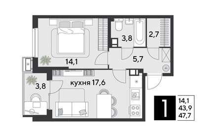 52,9 м², 1-комнатная квартира 8 720 250 ₽ - изображение 9
