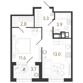 Квартира 36,6 м², 1-комнатная - изображение 1