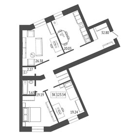 Квартира 123,5 м², 3-комнатная - изображение 2