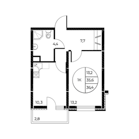 36,2 м², 1-комнатная квартира 5 592 900 ₽ - изображение 62
