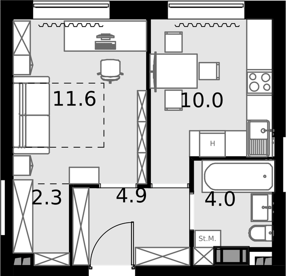 32,8 м², 1-комнатные апартаменты 9 577 600 ₽ - изображение 19