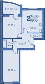 Квартира 69,2 м², 2-комнатная - изображение 1