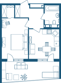 Квартира 58,8 м², 1-комнатные - изображение 2