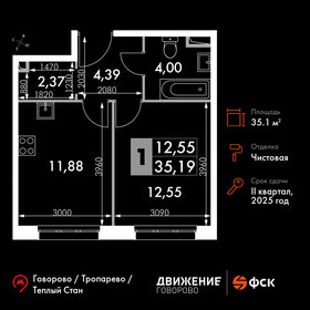 Квартира 35,2 м², 1-комнатные - изображение 1