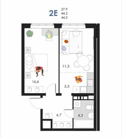 Квартира 44,2 м², 2-комнатная - изображение 1