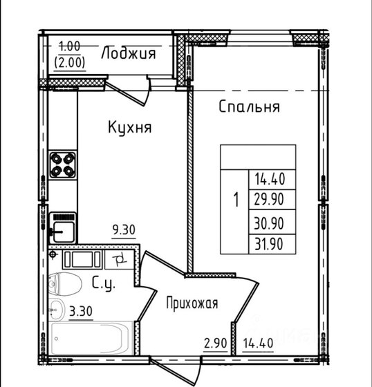 31,9 м², 1-комнатная квартира 4 100 000 ₽ - изображение 17