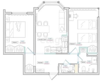 Квартира 55 м², 2-комнатная - изображение 3