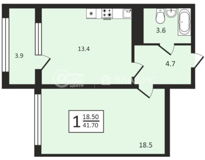 41,7 м², 1-комнатная квартира 3 714 353 ₽ - изображение 11