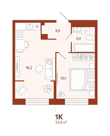 32,9 м², 1-комнатная квартира 4 955 000 ₽ - изображение 29