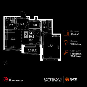 Квартира 50,6 м², 2-комнатная - изображение 1