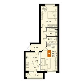 Квартира 57,6 м², 2-комнатная - изображение 1