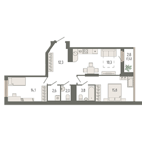 74,8 м², 3-комнатная квартира 9 400 000 ₽ - изображение 50