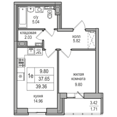 Квартира 37,7 м², 1-комнатная - изображение 5