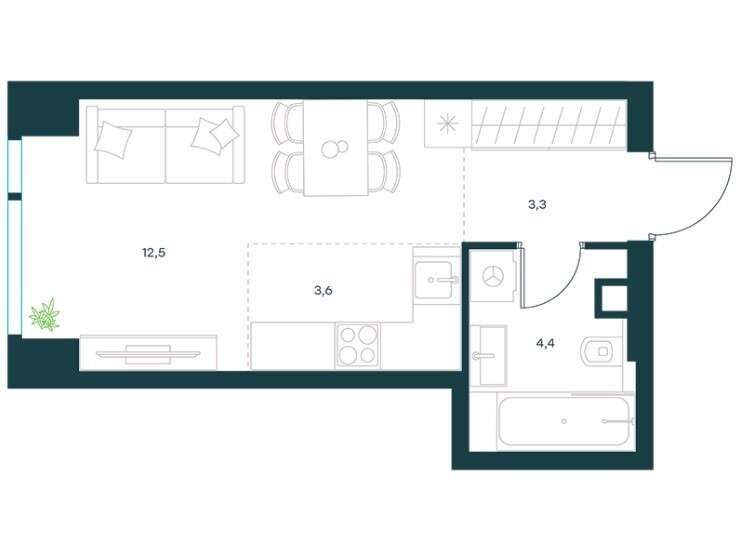 23,8 м², квартира-студия 13 500 000 ₽ - изображение 1