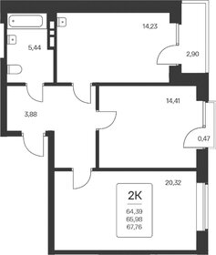 Квартира 67,8 м², 2-комнатная - изображение 1