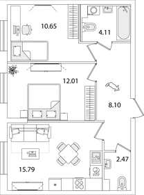 49,6 м², 2-комнатная квартира 11 429 166 ₽ - изображение 36