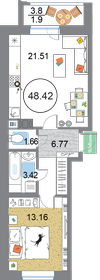 48 м², 1-комнатная квартира 13 380 840 ₽ - изображение 56