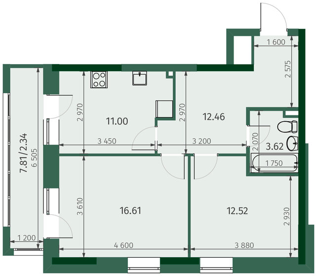 58,6 м², 2-комнатная квартира 12 712 556 ₽ - изображение 1