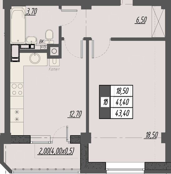 43,4 м², 1-комнатная квартира 6 805 120 ₽ - изображение 1