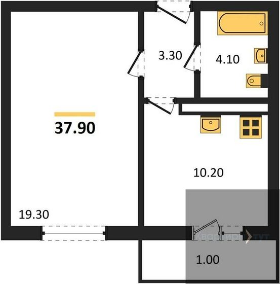 37,9 м², 1-комнатная квартира 4 453 250 ₽ - изображение 6