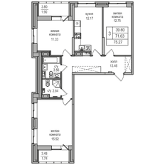 Квартира 71,6 м², 3-комнатная - изображение 4