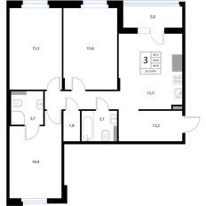 Квартира 85,9 м², 4-комнатная - изображение 2