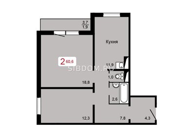 Квартира 60,9 м², 2-комнатная - изображение 1