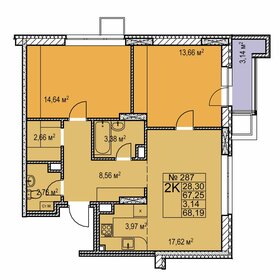 Квартира 68,2 м², 2-комнатная - изображение 1