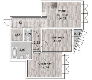 63,7 м², 3-комнатная квартира 8 350 000 ₽ - изображение 136
