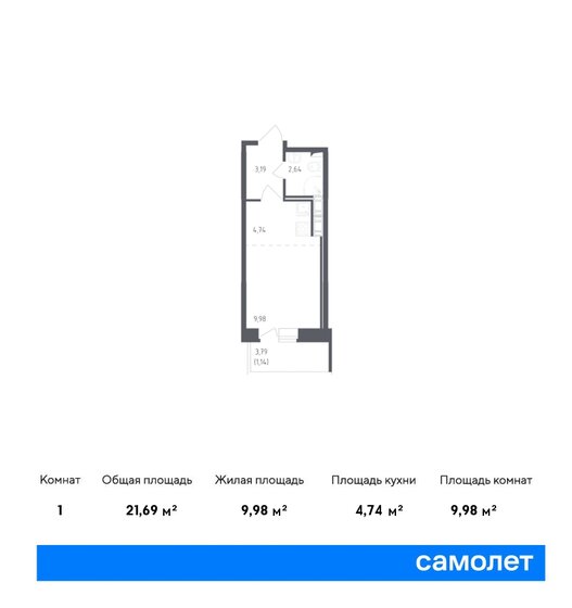 21,7 м², квартира-студия 4 422 700 ₽ - изображение 1