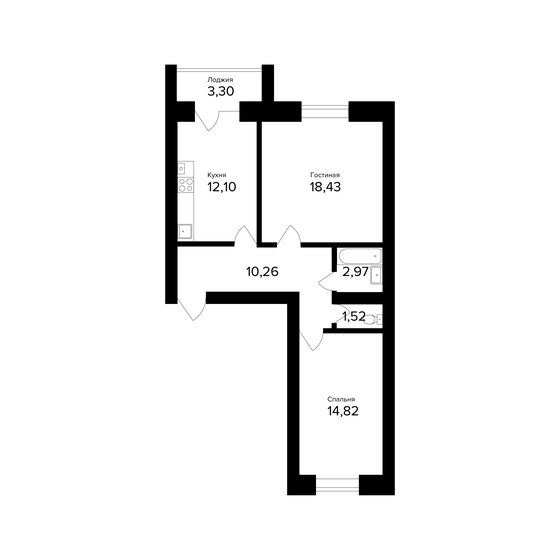 61,8 м², 2-комнатная квартира 6 298 500 ₽ - изображение 1